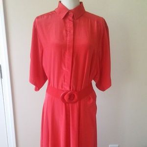 Vintage Andrea Gayle  size 14 red belted dress